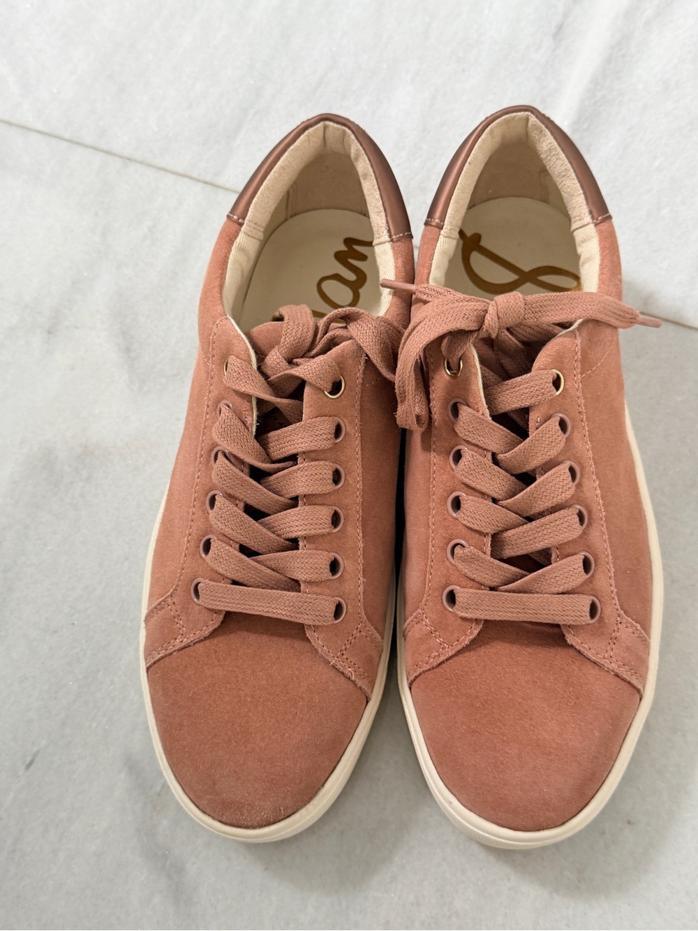 Sam Edelman Dusty Rose Suede Lace-Up Sneakers